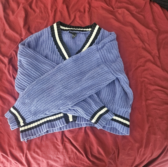 Forever 21 Blue V-Neck Knit Cardigan - Picture 1 of 3